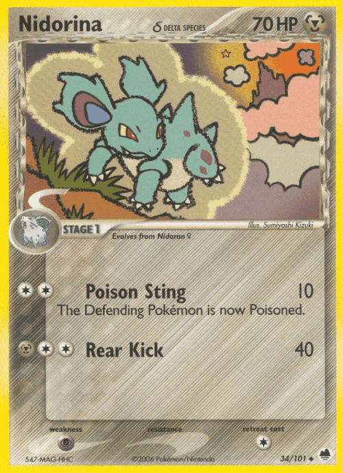Nidorina δ #34 from Dragon Frontiers - Uncommon - Illustrated by Sumiyoshi Kizuki