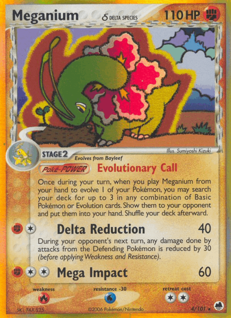 Meganium δ #4 from Dragon Frontiers - Rare Holo - Illustrated by Sumiyoshi Kizuki