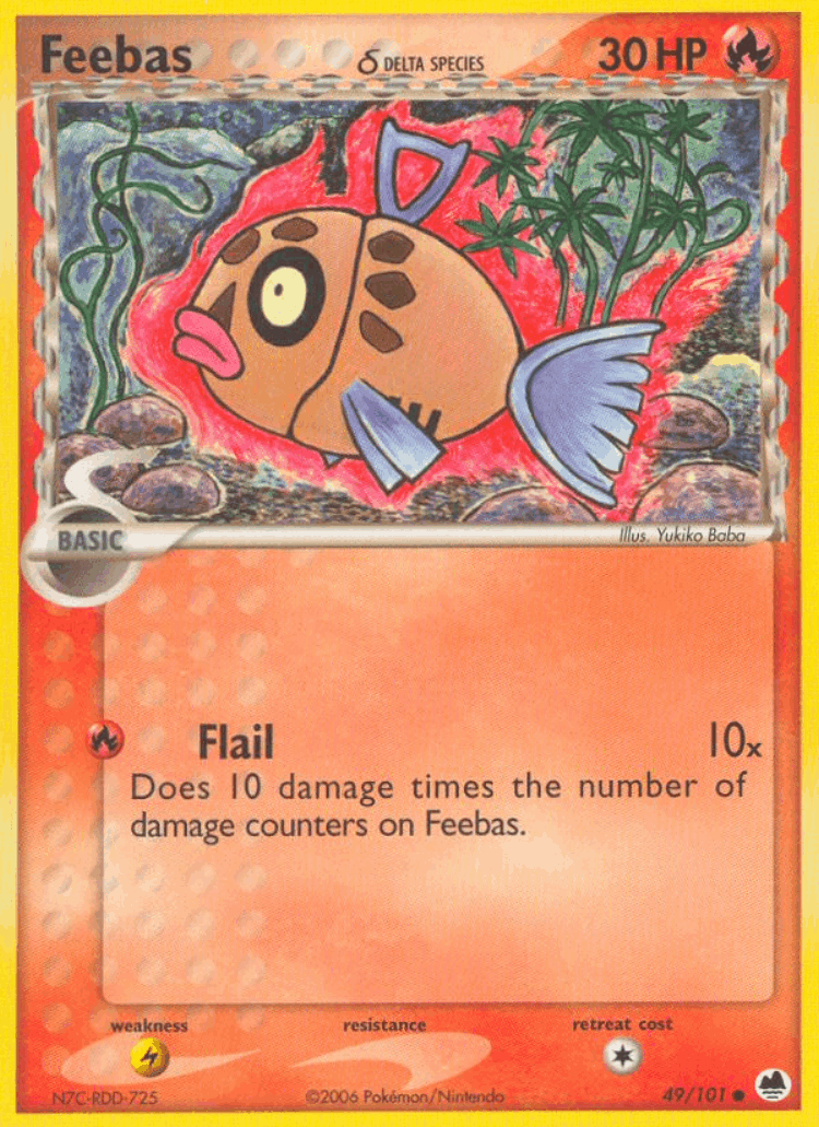 Feebas δ #49 from Dragon Frontiers - Common - Illustrated by Yukiko Baba