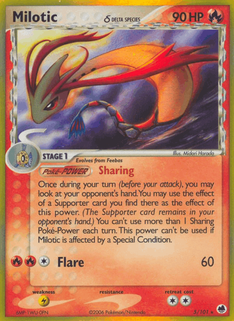 Milotic δ #5 from Dragon Frontiers - Rare Holo - Illustrated by Midori Harada