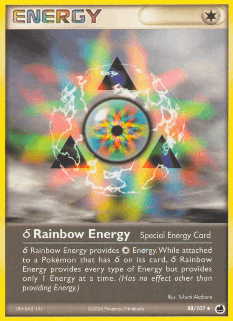 δ Rainbow Energy #88 from Dragon Frontiers - Uncommon - Illustrated by Takumi Akabane