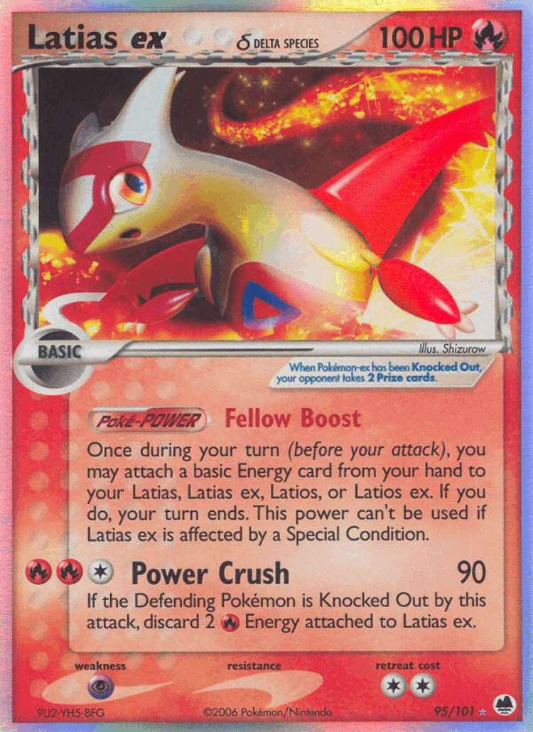 Latias ex δ #95 from Dragon Frontiers - Rare Holo EX - Illustrated by Shizurow