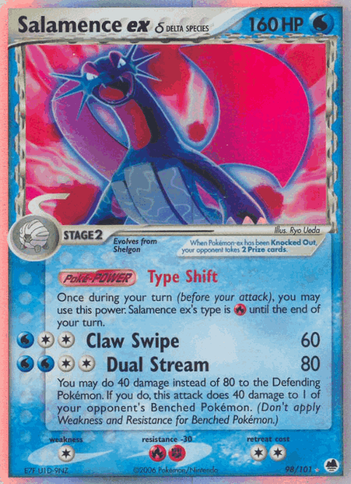 Salamence ex δ #98 from Dragon Frontiers - Rare Holo EX - Illustrated by Ryo Ueda