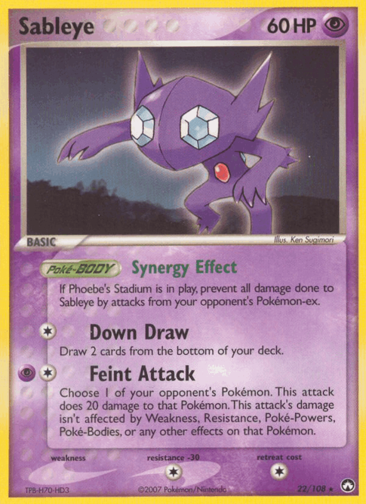 Sableye #22 from Power Keepers - Rare - Illustrated by Ken Sugimori