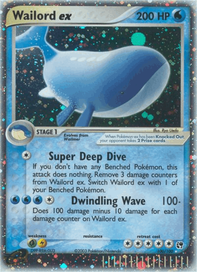 Wailord ex #100 from Sandstorm - Rare Holo EX - Illustrated by Ryo Ueda