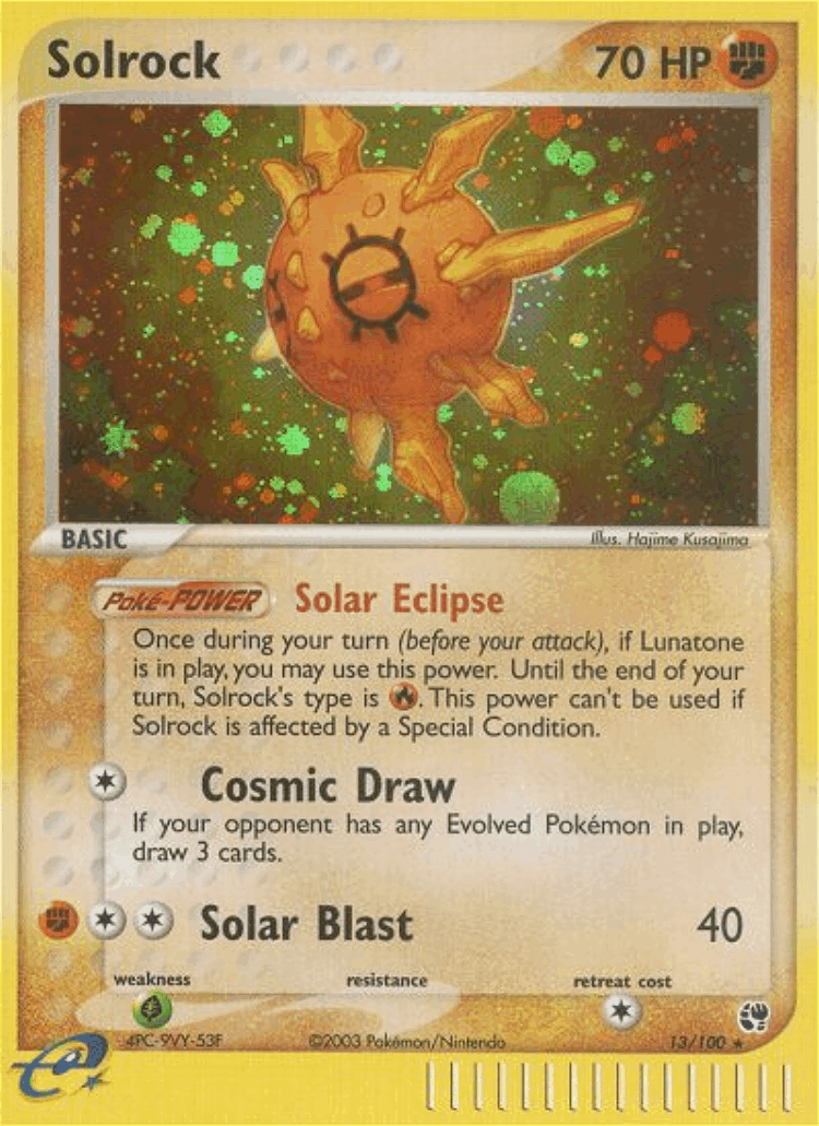 Solrock #13 from Sandstorm - Rare Holo - Illustrated by Hajime Kusajima