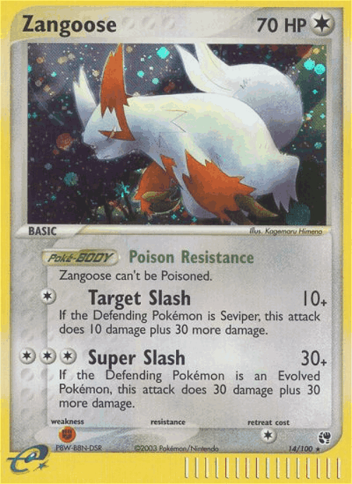 Zangoose #14 from Sandstorm - Rare Holo - Illustrated by Kagemaru Himeno