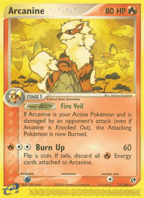 Arcanine #15 from Sandstorm - Rare - Illustrated by Hajime Kusajima
