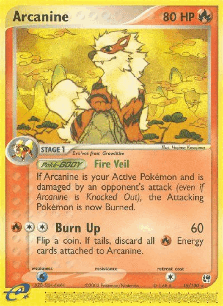 Arcanine #15 from Sandstorm - Rare - Illustrated by Hajime Kusajima