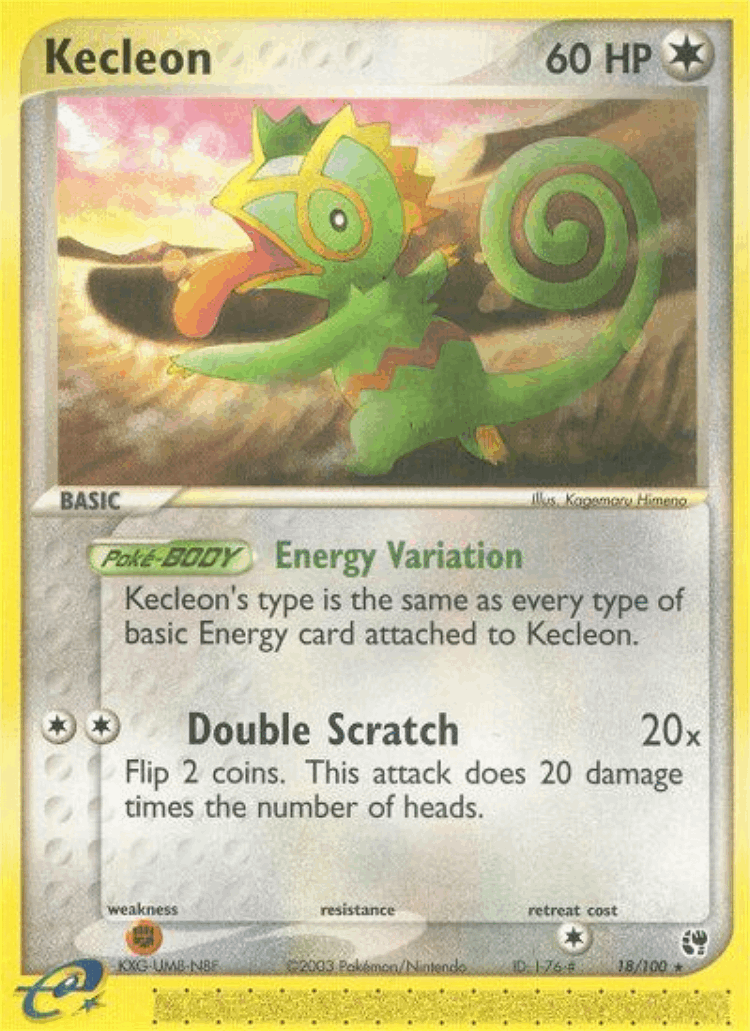 Kecleon #18 from Sandstorm - Rare - Illustrated by Kagemaru Himeno