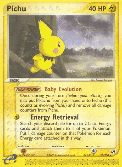 Pichu #20 from Sandstorm - Rare - Illustrated by Naoyo Kimura