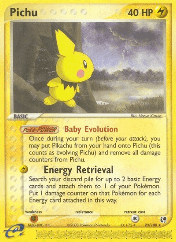 Pichu #20 from Sandstorm - Rare - Illustrated by Naoyo Kimura