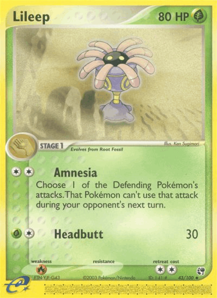 Lileep #43 from Sandstorm - Uncommon - Illustrated by Ken Sugimori