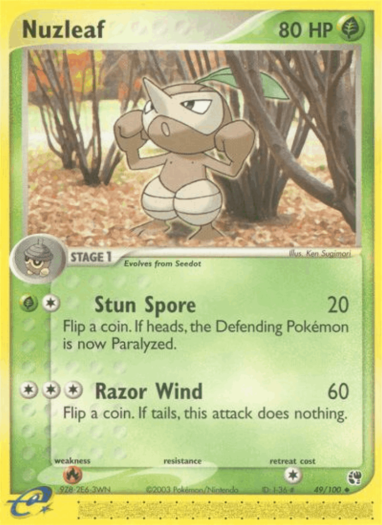 Nuzleaf #49 from Sandstorm - Uncommon - Illustrated by Ken Sugimori