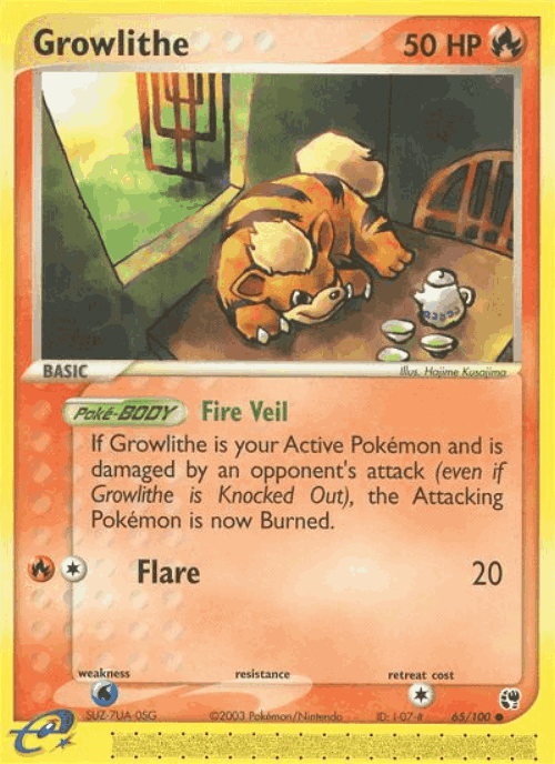 Growlithe #65 from Sandstorm - Common - Illustrated by Hajime Kusajima