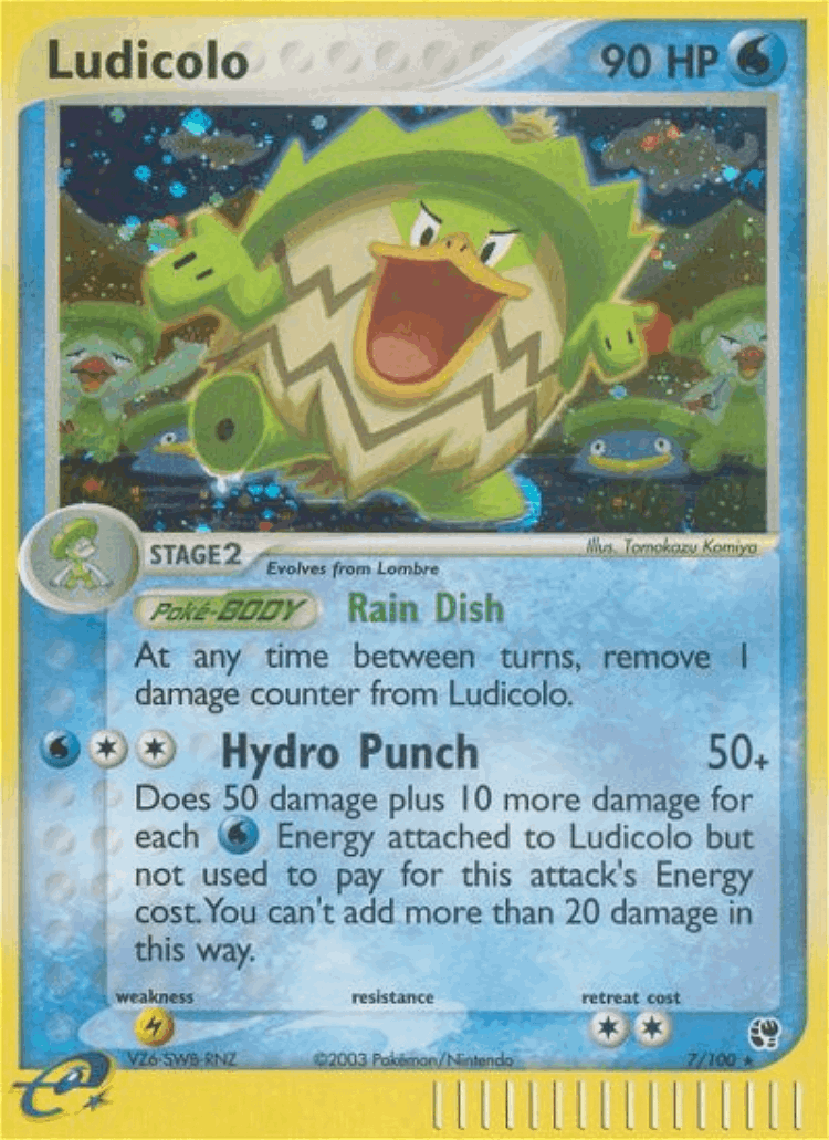 Ludicolo #7 from Sandstorm - Rare Holo - Illustrated by Tomokazu Komiya