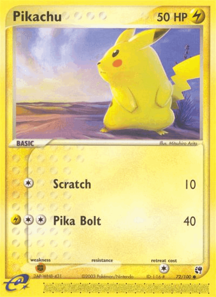 Pikachu #72 from Sandstorm - Common - Illustrated by Mitsuhiro Arita