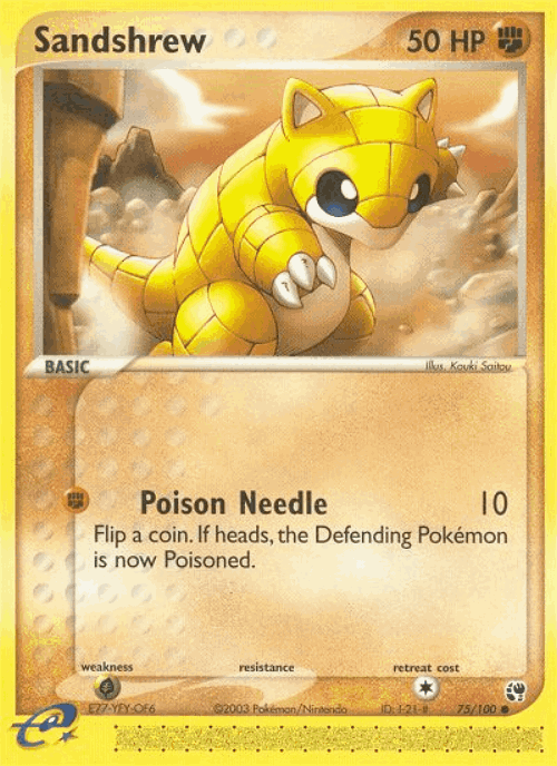 Sandshrew #75 from Sandstorm - Common - Illustrated by Kouki Saitou