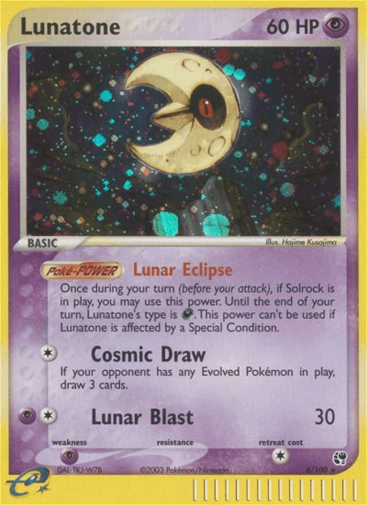 Lunatone #8 from Sandstorm - Rare Holo - Illustrated by Hajime Kusajima