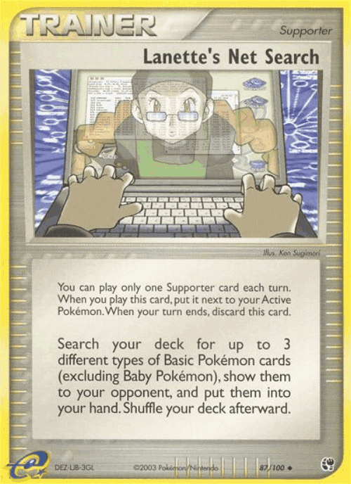 Lanette's Net Search #87 from Sandstorm - Uncommon - Illustrated by Ken Sugimori