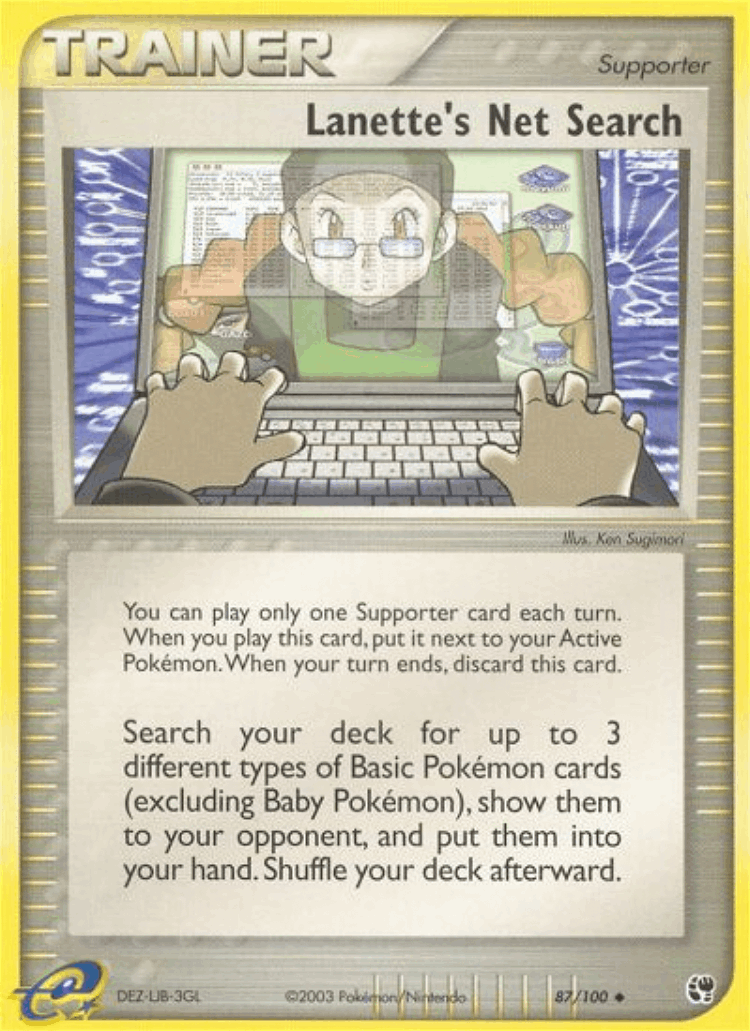 Lanette's Net Search #87 from Sandstorm - Uncommon - Illustrated by Ken Sugimori