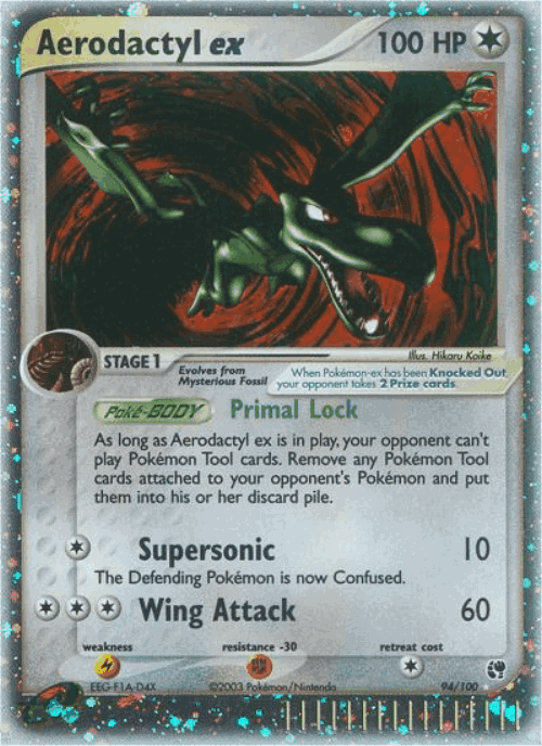 Aerodactyl ex #94 from Sandstorm - Rare Holo EX - Illustrated by Hikaru Koike
