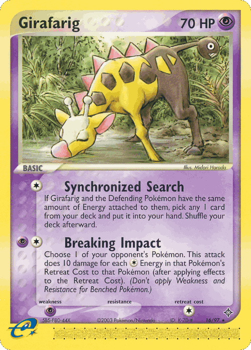 Girafarig #16 from Dragon - Rare - Illustrated by Midori Harada