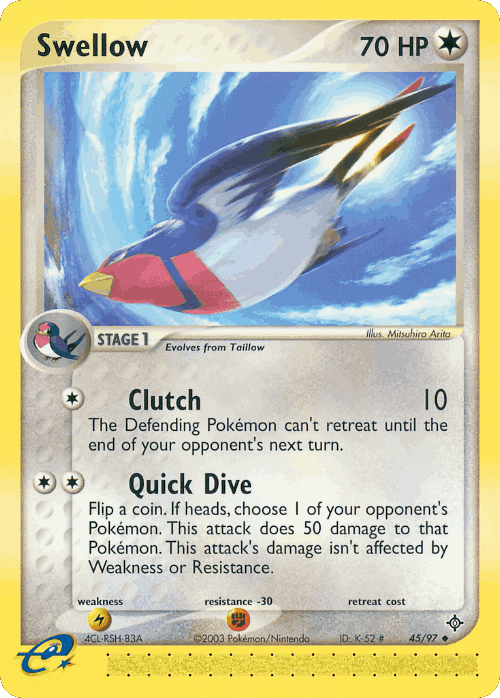 Swellow #45 from Dragon - Uncommon - Illustrated by Mitsuhiro Arita