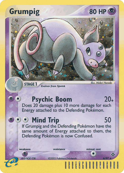 Grumpig #6 from Dragon - Rare Holo - Illustrated by Midori Harada