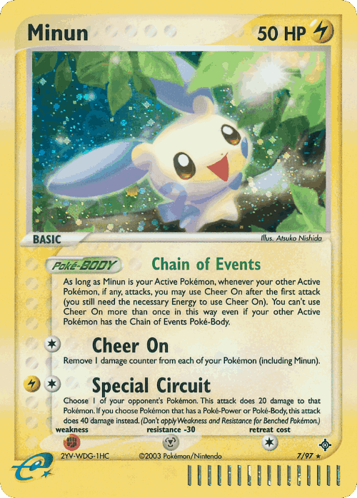 Minun #7 from Dragon - Rare Holo - Illustrated by Atsuko Nishida