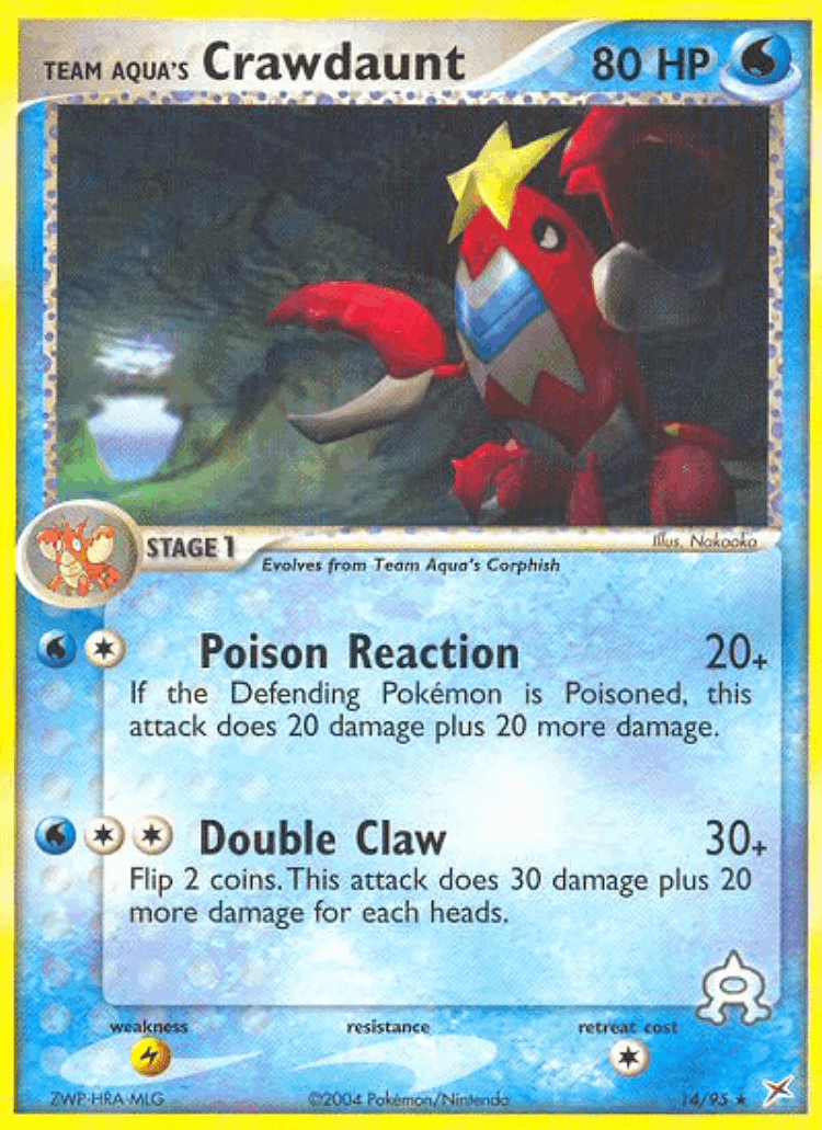 Team Aqua's Crawdaunt #14 from Team Magma vs Team Aqua - Rare - Illustrated by Nakaoka