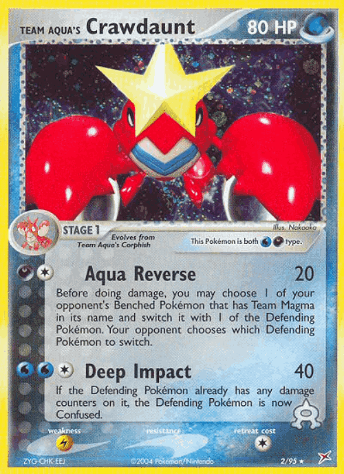 Team Aqua's Crawdaunt #2 from Team Magma vs Team Aqua - Rare Holo - Illustrated by Nakaoka