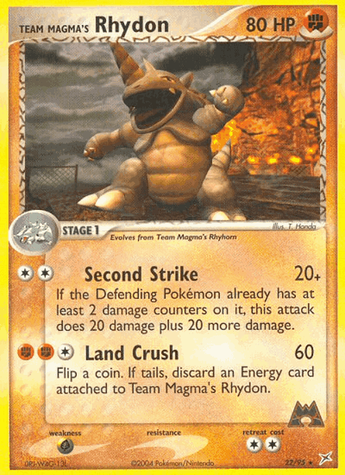 Team Magma's Rhydon #22 from Team Magma vs Team Aqua - Rare - Illustrated by T. Honda