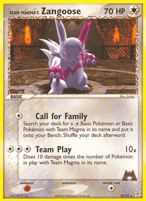 Team Magma's Zangoose Pokémon TCG card art