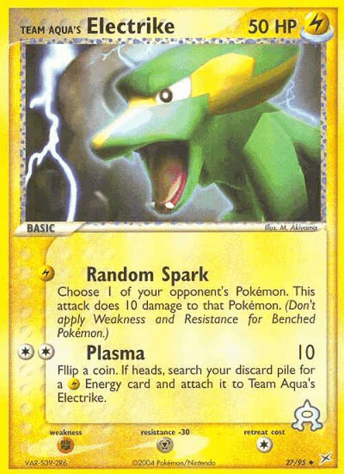 Team Aqua's Electrike #27 from Team Magma vs Team Aqua - Uncommon - Illustrated by M. Akiyama