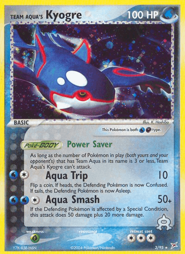 Team Aqua's Kyogre #3 from Team Magma vs Team Aqua - Rare Holo - Illustrated by K. Hoshiba