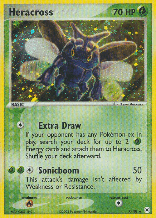 Heracross #7 from Hidden Legends - Rare Holo - Illustrated by Hajime Kusajima