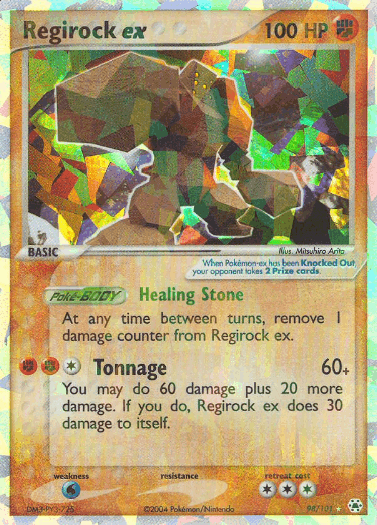 Regirock ex #98 from Hidden Legends - Rare Holo EX - Illustrated by Mitsuhiro Arita