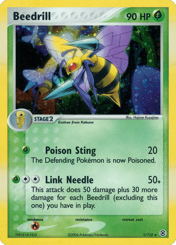 Beedrill #1 from FireRed & LeafGreen - Rare Holo - Illustrated by Hajime Kusajima