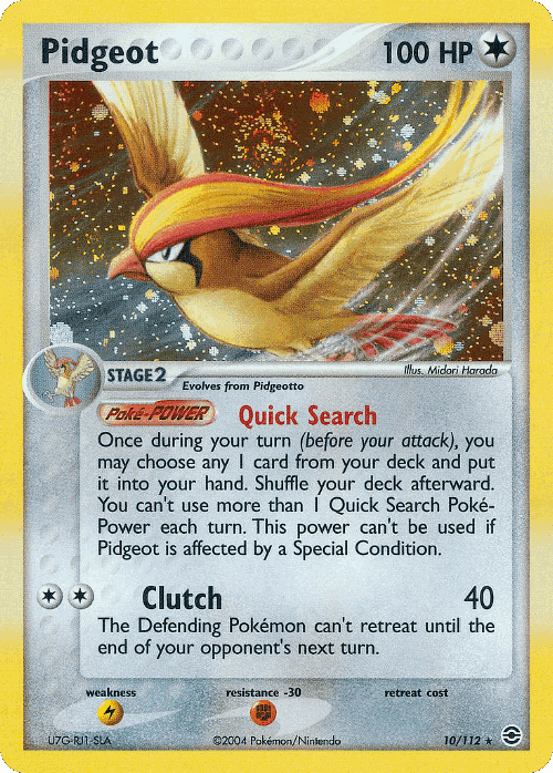 Pidgeot #10 from FireRed & LeafGreen - Rare Holo - Illustrated by Midori Harada