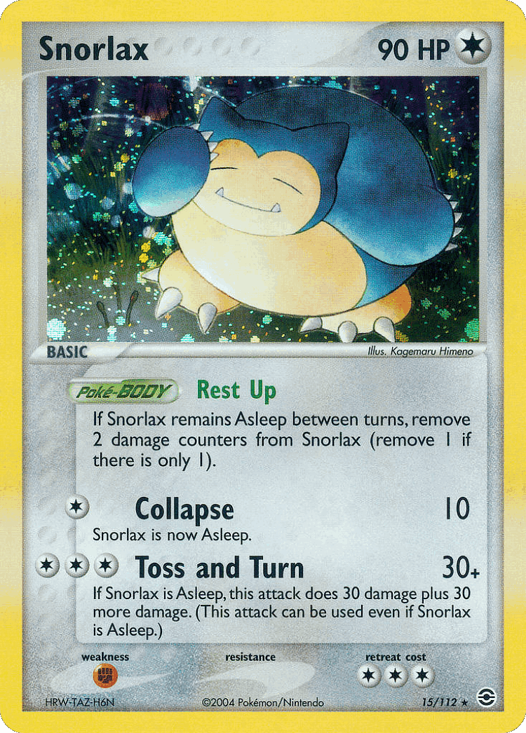 Snorlax #15 from FireRed & LeafGreen - Rare Holo - Illustrated by Kagemaru Himeno