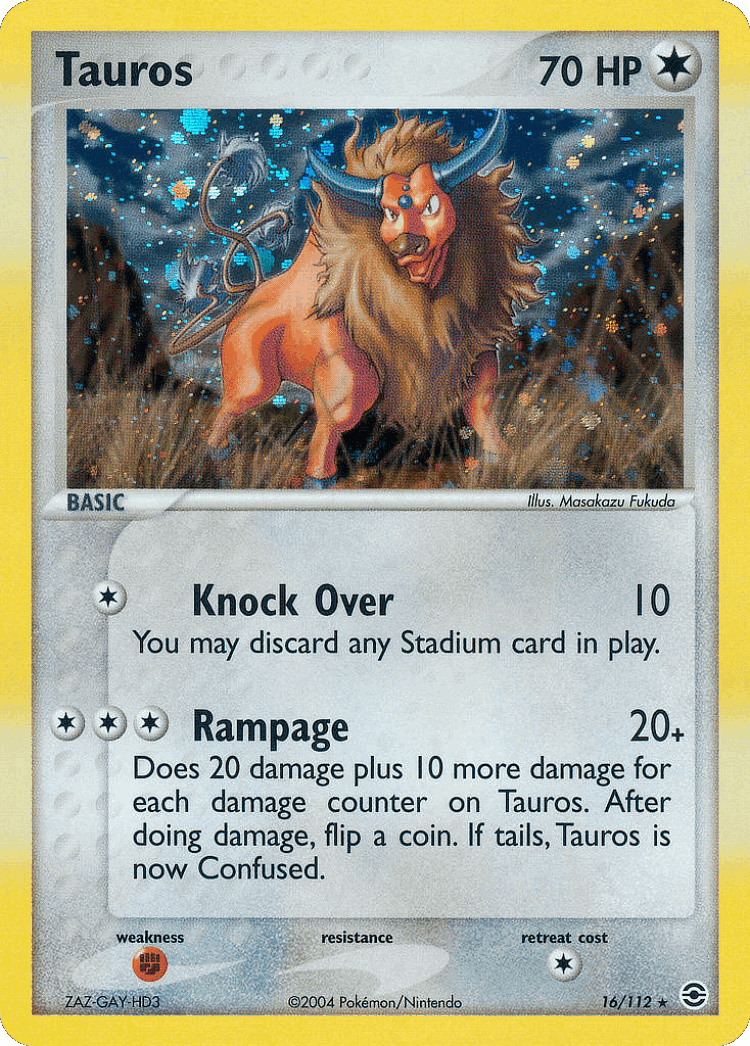 Tauros #16 from FireRed & LeafGreen - Rare Holo - Illustrated by Masakazu Fukuda