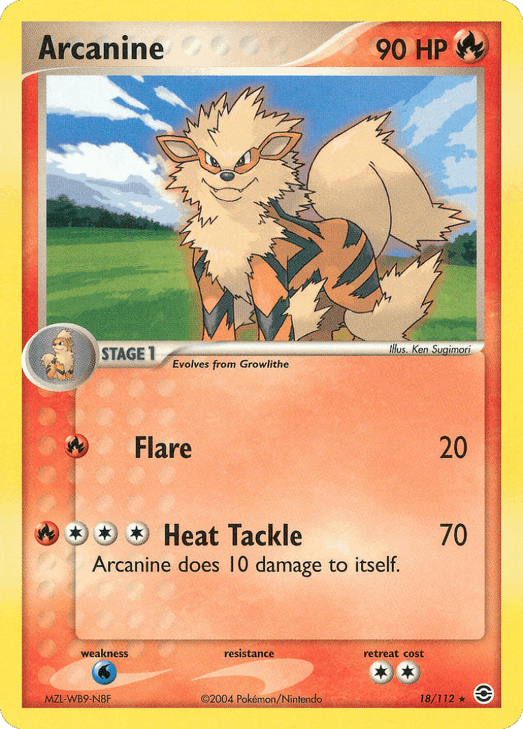 Arcanine #18 from FireRed & LeafGreen - Rare - Illustrated by Ken Sugimori