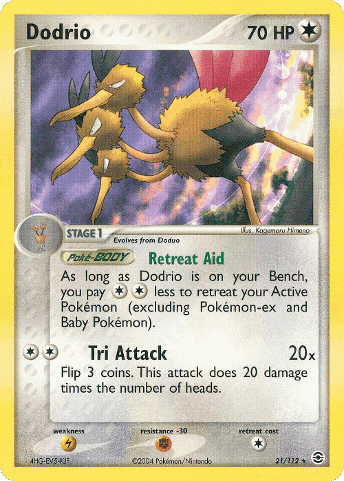 Dodrio #21 from FireRed & LeafGreen - Rare - Illustrated by Kagemaru Himeno