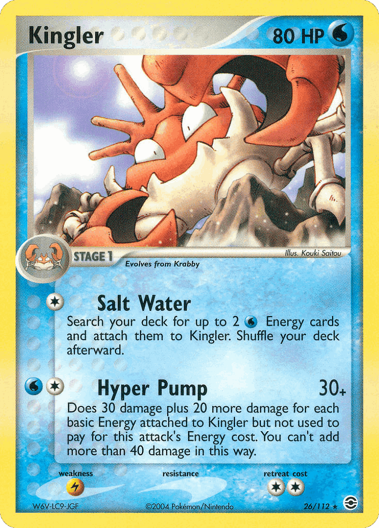 Kingler #26 from FireRed & LeafGreen - Rare - Illustrated by Kouki Saitou