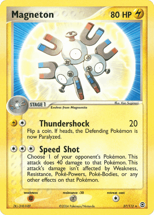 Magneton #27 from FireRed & LeafGreen - Rare - Illustrated by Ken Sugimori
