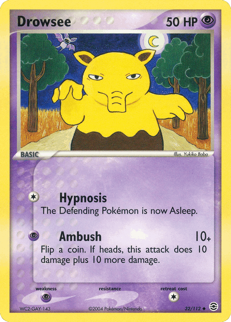 Drowzee #32 from FireRed & LeafGreen - Uncommon - Illustrated by Yukiko Baba