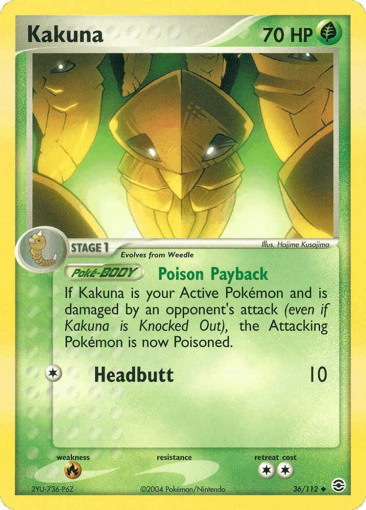 Kakuna #36 from FireRed & LeafGreen - Uncommon - Illustrated by Hajime Kusajima