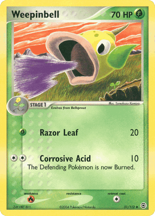 Weepinbell #51 from FireRed & LeafGreen - Uncommon - Illustrated by Tomokazu Komiya