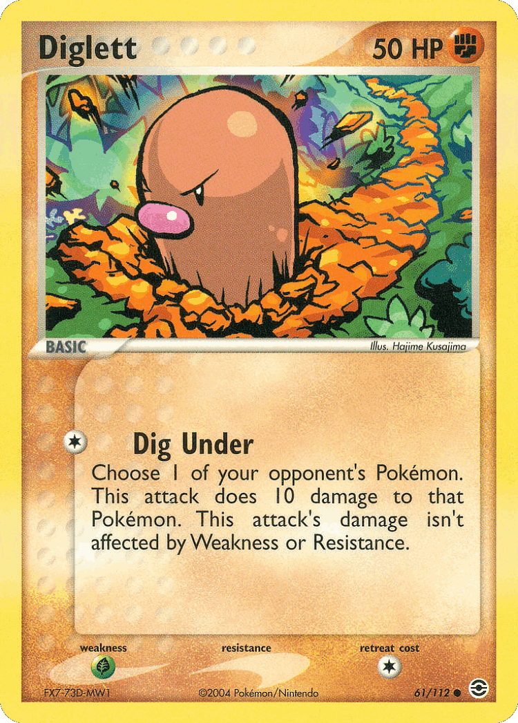 Diglett #61 from FireRed & LeafGreen - Common - Illustrated by Hajime Kusajima